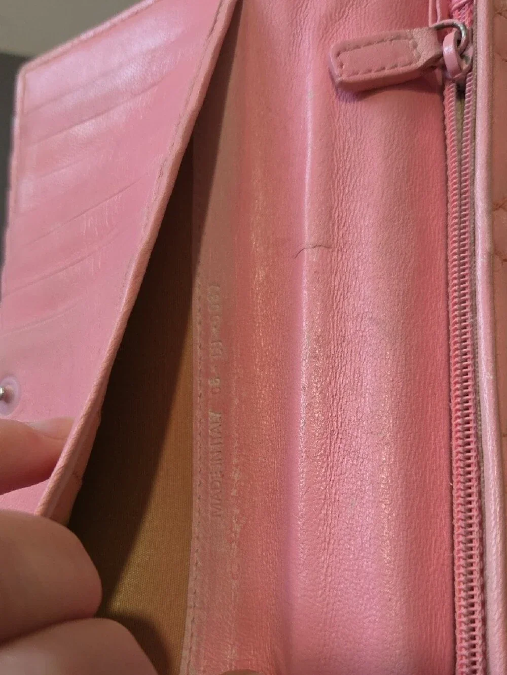 Dior Pink Quilted Leather Wallet with Signature Stitching - Project